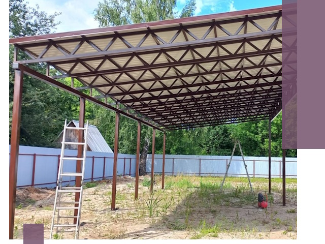 Односкатные навесы под ключ в Рузаевке — изготовление и монтаж