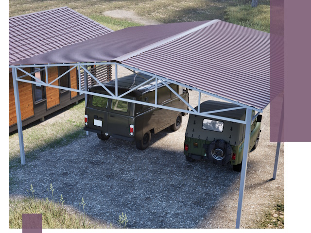 Двускатные навесы под ключ в Рузаевке — изготовление и монтаж